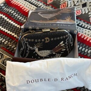 Double D Ranch Black and Tan Beaded Bird Clutch with matching scarf  - no tags